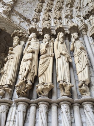 Chartres Cathedral is one of the finest examples of French Gothic architecture and attracts pilgrims who come to venerate the Sancta Camisa, said to be the tunic worn by the Virgin Mary at Christ's birth.