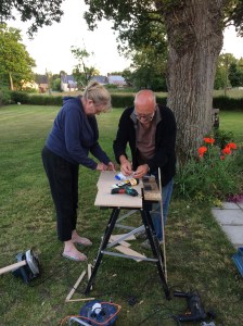 Judith and Graham hard at work on the 'sleeping facilities improvement' project.