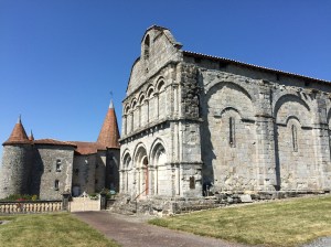 The 12th century church at Chillac (built before the  hundred years' war) and chateau behind it.