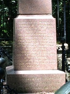 Commemorative stone in honour of Captain Francis Holburne who died of wounds inflicted on 14 April 1814 at the Cimetiere des Anglais near Bayonne.