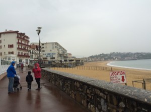 It's raining heavily again as we arrive in St Jean de Luz.