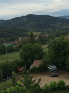 View from our window back at the Akerreta Hotel with Brenda parked in the car park.