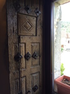 Old wooden shutter at the Akerreta Hotel.