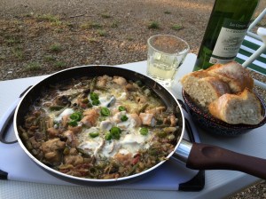Chicken with mushrooms and white wine.