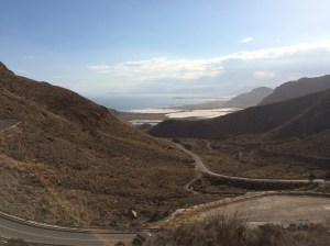 Isla Plana stunningly comes into sight as we reach the top of the hill overlooking it.