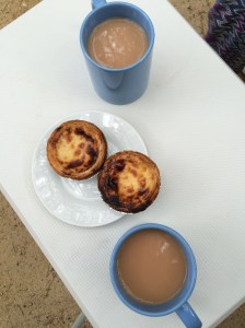 Tea and pastels de nada for two.