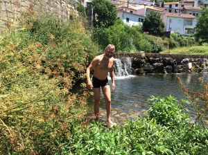 A refreshing dip in the river.