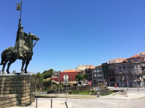 Statue of Vimara Perez, 9th century nobleman from the Kingdom of Asturias in Spain and first ruler of the 'County of Portugal'.