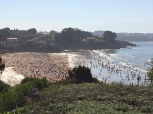 The campsite at Santa Cruz overlooking the popular beach at 6pm.