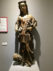 Depiction of the Virgin Mary trampling on the enemy.