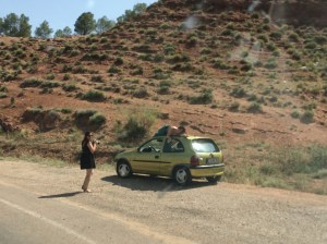 As we leave Nuevalos, we spot two local young women taking photos of each other draped over their car - each to his own!