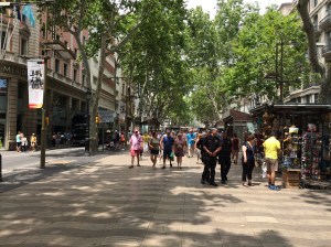 The popular and touristic  'Ramblas de Canaletes' known as 'La Rambla'.