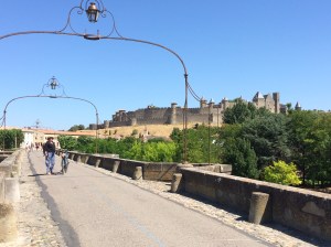 View of Cite de Carcassonne from the old bridge.