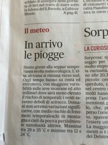 Announcing the end of the 'scirocco' and arrival of rains.