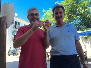 With Nicola at the 'Mago del Panzerotto' in Vieste - celebrating being the same age.