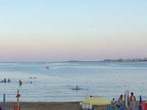The beach at Molinella with Vieste appearing in the background.