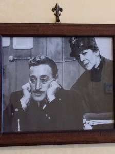 Posters of 'Toto', the hilarious old Italian comedian of our childhood on the walls.