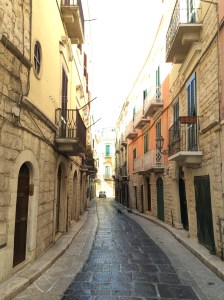 A typical street in old harbour area of Trani.