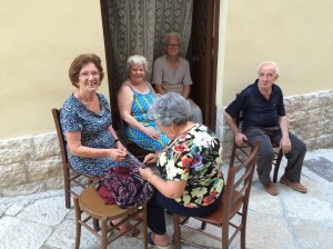 A group of older citizens of Trani chilling out in the late afternoon - they were happy to have their photo taken.