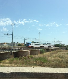 Arriving in Bari. Poor roads but a high-speed train.