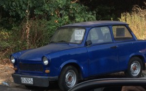 An old Eastern-block era car for sale.