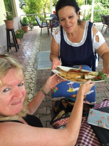 The lovely Stella lovingly serving us our lunch at her charming little restaurant in the village of Zusi shortly after crossing the border.