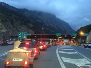 Long wait at Bardonecchia to get across the Frejus Tunnel to France.