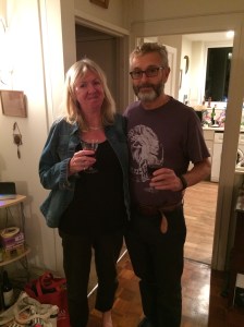 Celebrating with a glass of Fitou.